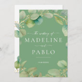 Faire-part de mariage Gold et Sage Green (Devant / Derrière)