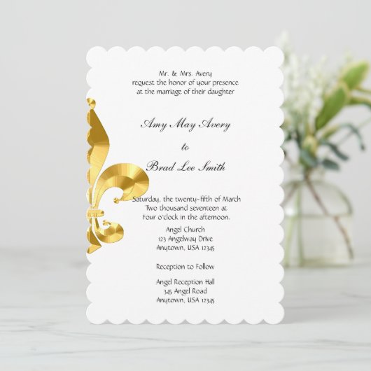 Faire-part de mariage Gold Fleur de Lis (Debout devant)