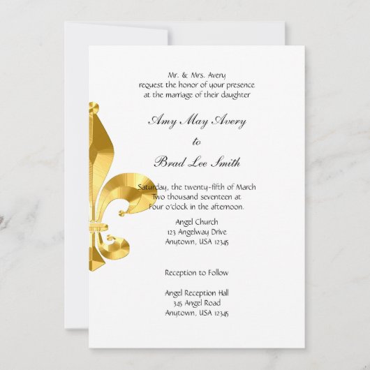 Faire-part de mariage Gold Fleur de Lis (Devant)