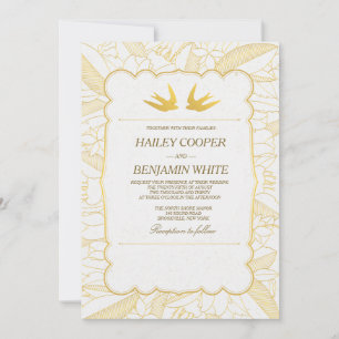 Faire-part de mariage Gold Flora Bliss