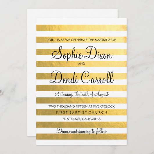 Faire-part de mariage Gold Foil (Devant / Derrière)