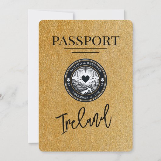 Faire-part de mariage Gold Ireland Passport (Dos)