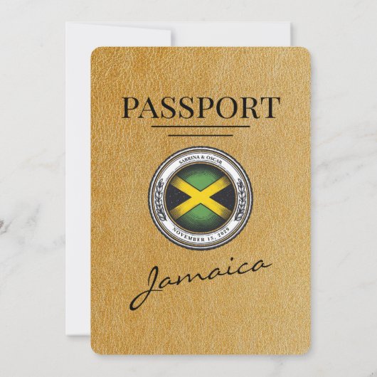 Faire-part de mariage Gold Jamaica Passport (Dos)