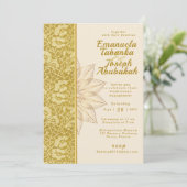 Faire-part de mariage Gold Kente avec détails sur  (Debout devant)
