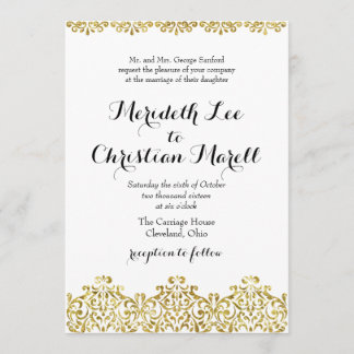 Faire-part de mariage Gold Lace Calligraphie
