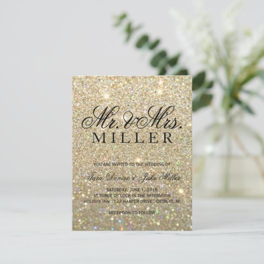 Faire-part de mariage - Gold Parties scintillant F (Debout devant)