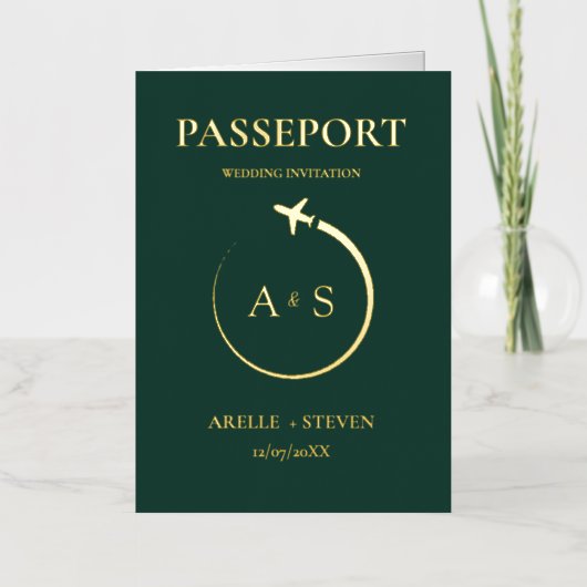 Faire-part de mariage Gold Passport (Recto)