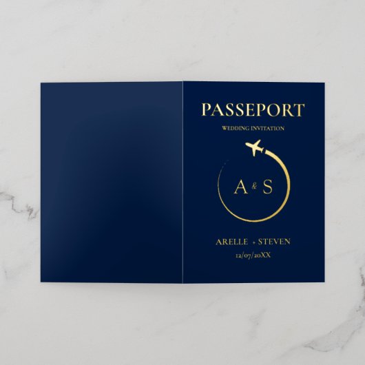 Faire-part de mariage Gold Passport (Mise à l'extérieur)