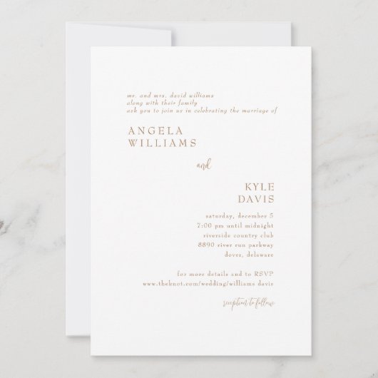 Faire-part de mariage Gold Simplicity Bride Parent (Devant)