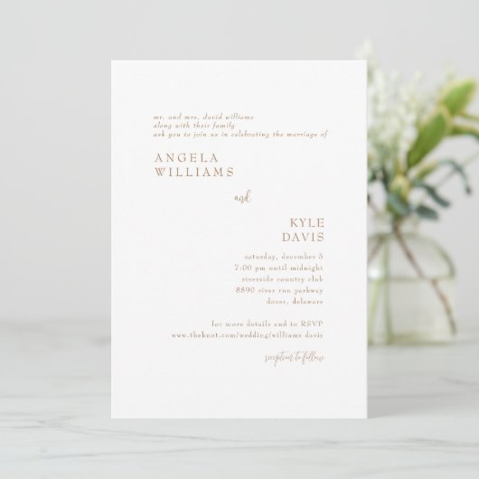 Faire-part de mariage Gold Simplicity Bride Parent (Debout devant)