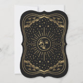 Faire-part de mariage Gold Sun et Moon Tarot Card (Dos)
