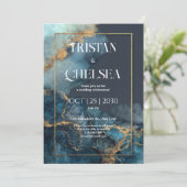 Faire-part de mariage Gold Watercolor (Debout devant)