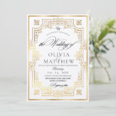 Faire-part de mariage Gold & White Script (Debout devant)