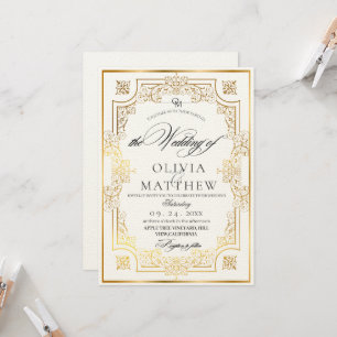 Faire-part de mariage Gold & White Script