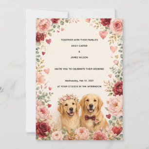 Faire-part de mariage Golden Retriever Romantiqu