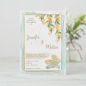 Faire-part de mariage Golden Wattle (Debout devant)