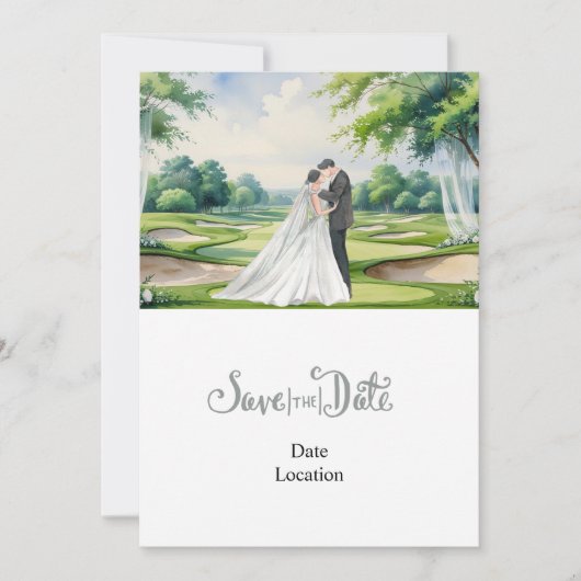 Faire-part de mariage Golf Save the Date thème gol (Devant)