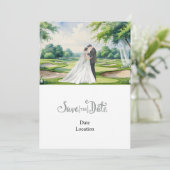 Faire-part de mariage Golf Save the Date thème gol (Debout devant)