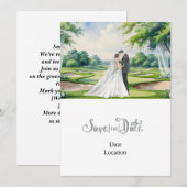 Faire-part de mariage Golf Save the Date thème gol (Devant / Derrière)