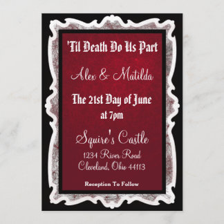 Faire-part de mariage goth en noir et rouge