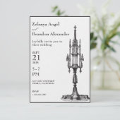 Faire-part de mariage gothique antique monstrueuse (Debout devant)