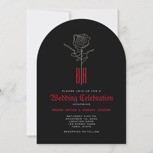 Faire-part de mariage gothique avec code QR (Devant)