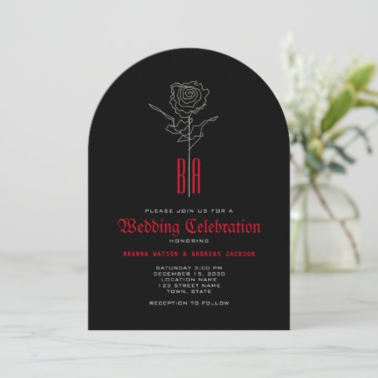 Faire-part de mariage gothique avec code QR (Debout devant)