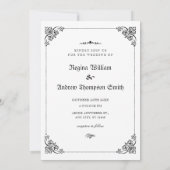 Faire-part de mariage gothique classique noir et b (Dos)
