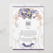 Faire-part de mariage gothique crânes violets oran (Dos)