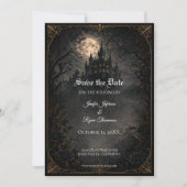 Faire-part de mariage gothique de château pour une (Devant)