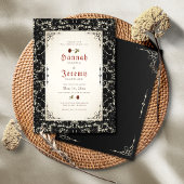 Faire-part de mariage gothique de dentelle rouge