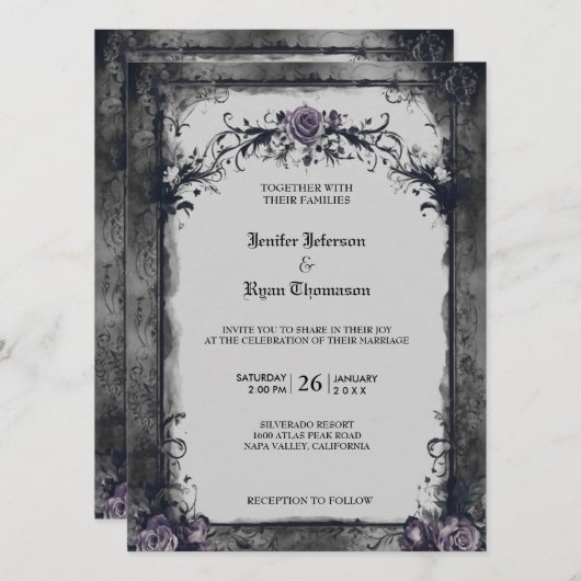Faire-part de mariage gothique d'Halloween (Devant / Derrière)