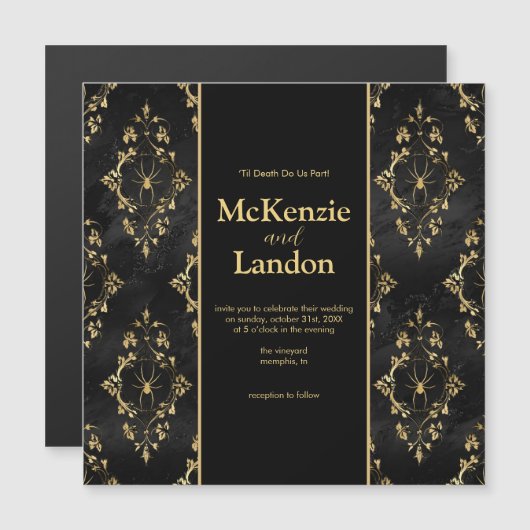 Faire-part de mariage gothique d'Halloween avec ar (Devant / Derrière)