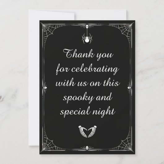 Faire-part de mariage gothique d'Halloween noir et (Dos)