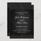 Faire-part de mariage gothique en dentelle noire, (Devant / Derrière)