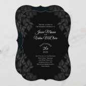 Faire-part de mariage gothique Feuille noir (Devant / Derrière)