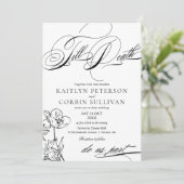 Faire-part de mariage gothique fleur sauvage éléga (Debout devant)