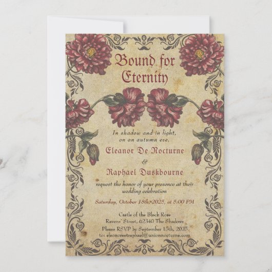 Faire-part de mariage gothique - Fleurs sombres V (Devant)