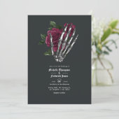 Faire-part de mariage gothique floral burgundy ave (Debout devant)