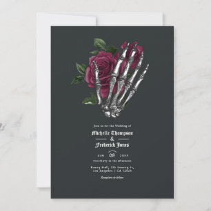 Faire-part de mariage gothique floral burgundy ave