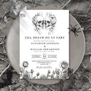 Faire-part de mariage gothique floral crânes 'Jusq