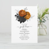 Faire-part de mariage gothique floral noir et oran (Debout devant)