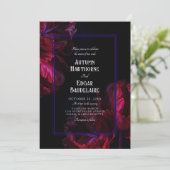 Faire-part de mariage gothique floral violet (Debout devant)