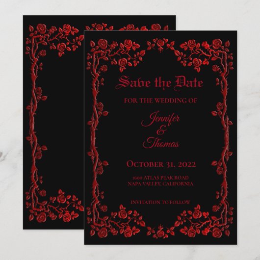 Faire-part de mariage gothique Halloween (Devant / Derrière)