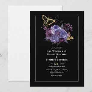 Faire-part de mariage gothique Halloween floral