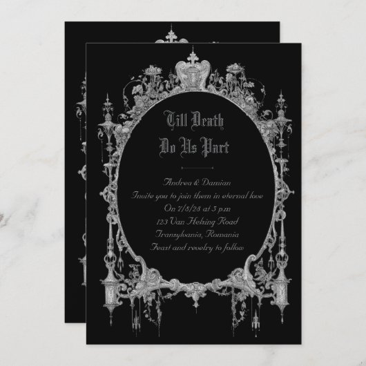 Faire-part de mariage gothique | Jusqu'à ce que la (Devant / Derrière)