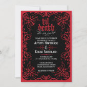 Faire-part de mariage gothique jusqu'à la mort rou (Devant)