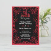 Faire-part de mariage gothique jusqu'à la mort rou (Debout devant)
