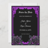 Faire-part de mariage gothique lueur violette enso (Devant)
