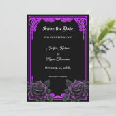 Faire-part de mariage gothique lueur violette enso (Debout devant)